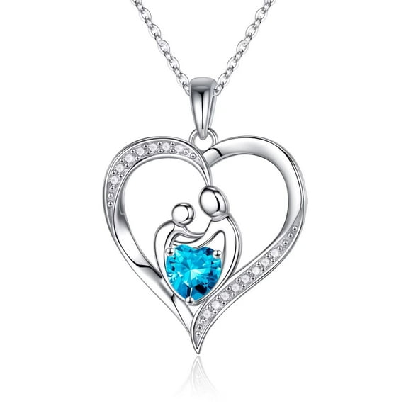TURANDOSS Mom and Daughter Gifts Birthstone Necklaces 925 Sterling Silver Birthstone Necklace Jewelry for Women Mothers Day Gifts for Mom