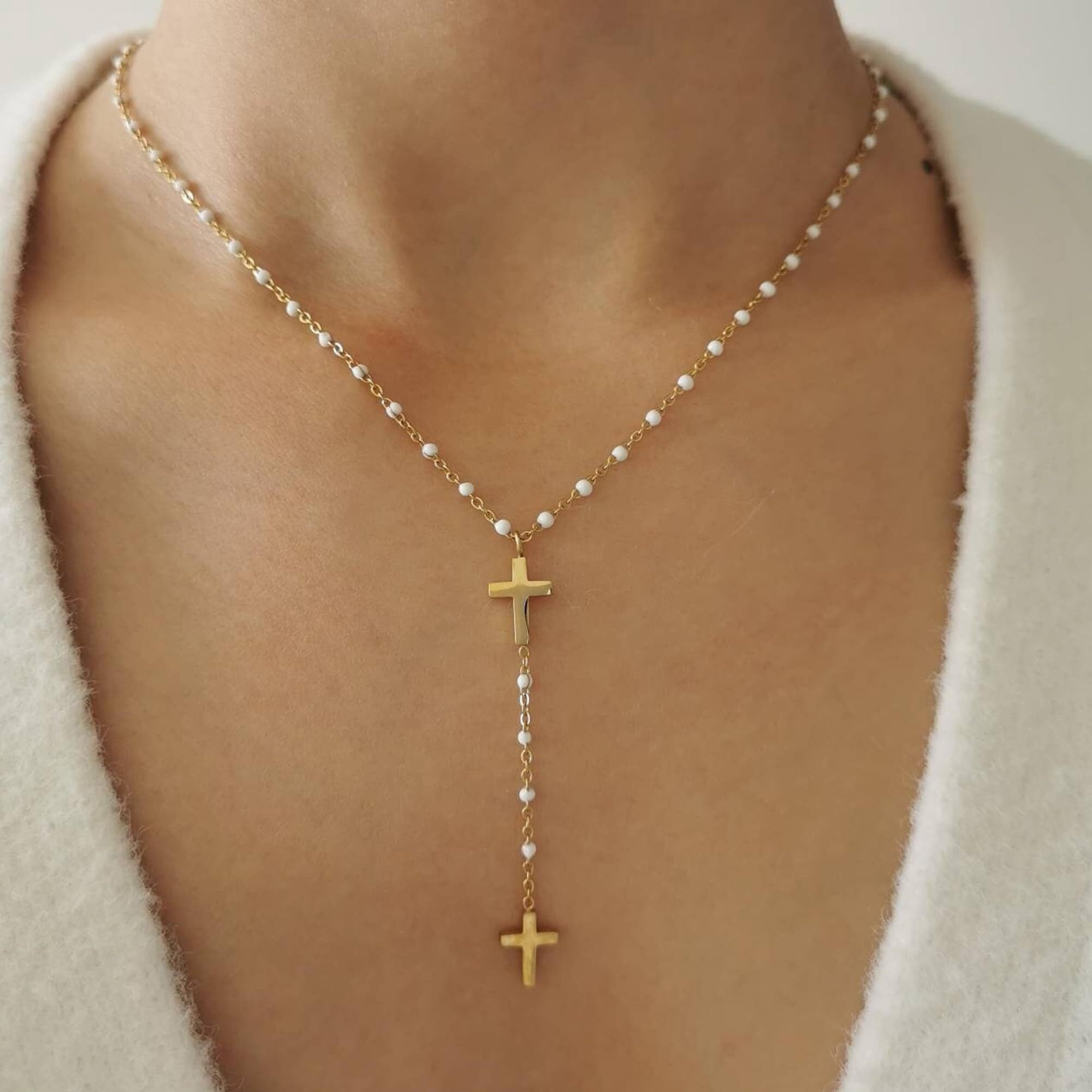 Eugenie Pearl Cross Necklace
