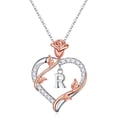 thumbnail image 1 of TURANDOSS Rose Heart Initial Necklaces for Women Girls Dainty 14K Gold Plated CZ Heart Initial Letter Pendant Necklaces for Women Jewelry Mothers Day Gifts, 1 of 7