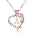 thumbnail image 1 of TURANDOSS Rose Heart Necklaces for Women, Heart Initial Pendant Necklaces for Women Jewelry Christmas Valentines Anniversary Birthday Gifts for Her Mom Wife Womenfriend Daughter, 1 of 7