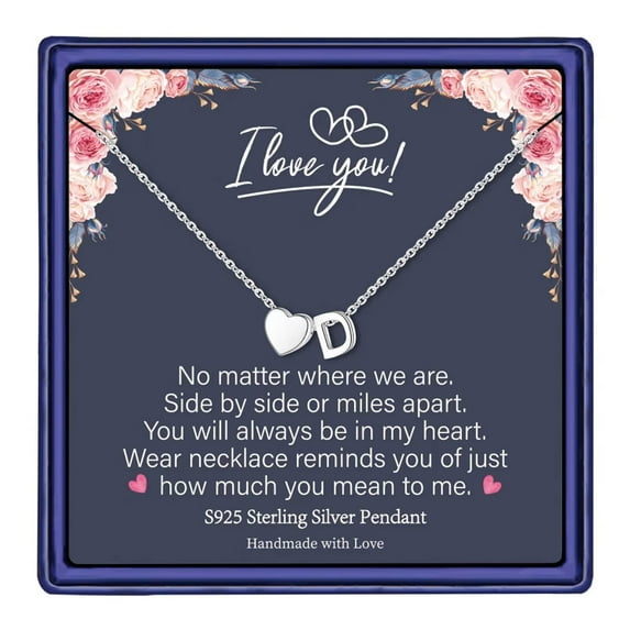 TURANDOSS S925 Sterling Silver Heart Initial Pendant Necklace Tiny Heart Necklaces for Women Valentine's Day Gifts for Women Wife Womenfriend Daughter Jewelry Gifts