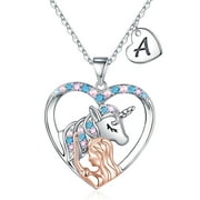 TURANDOSS Unicorn Gifts for Girls, Unicorn Heart Pendant Necklace Initial Necklace Birthday Gifts for Teen Girls Daughter Granddaughter Niece Women Girls Toys