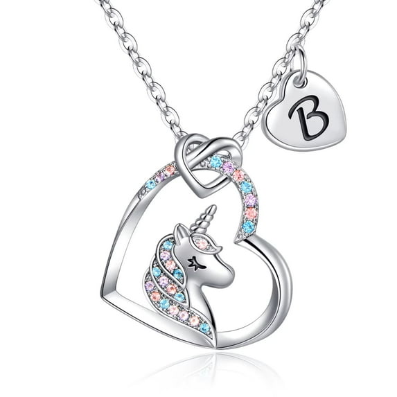 IEFSHINY Unicorns Gifts for Women 14K Gold/White Gold/Rose Gold Plated Colorful CZ Heart Pendant Unicorn Necklaces for Women Jewelry Unicorn Gifts