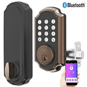 TURBOLOCK TL117 Smart Lock with Keypad, Voice Prompts | Single-Cylinder Digital Deadbolt w/App | Unlimited eKeys, Code Disguise, Backup Power Port & Keys — Ready for Thicker Doors (Bronze)