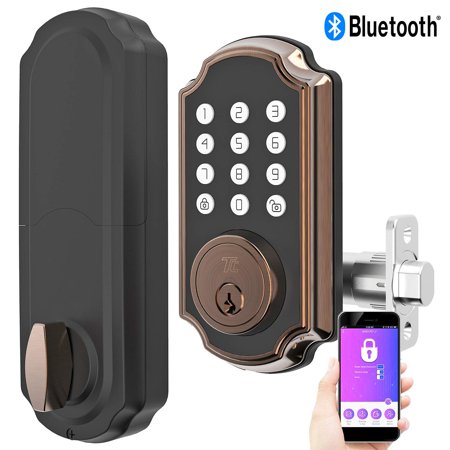 TURBOLOCK TL117 Smart Lock with Keypad, Voice Prompts | Single-Cylinder Digital Deadbolt w/App | Unlimited eKeys, Code Disguise, Backup Power Port & Keys — Ready for Thicker Doors (Bronze)