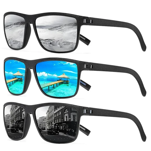 3 Pairs Simple Sunglasses For Everyday Use, Unisex Polarized Glasses, Square Sunglasses,Lightweight Frame Sun Glasses with UV Protection, Travel Accessories gafas de TikTokShopSummerTurnUp