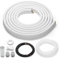 thumbnail image 1 of TURBRO 16 Ft. Mini Split Line Set, 1/4" & 3/8" O.D. Copper Pipes Tubing, Thickened PE Insulated Coil Copper Line for Mini Split or Heat Pump Air conditioner and HVAC with Fittings, 1 of 6