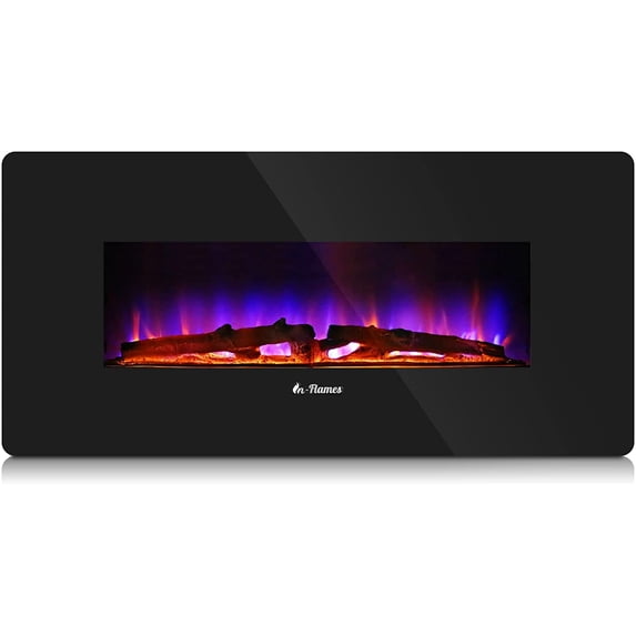 TURBRO 36 Inch Electric Wall Mounted Fireplace with Alternative Standing Base - Adjustable Flame Effects, Thermostat, Timer, Remote Control, 1400W Heater