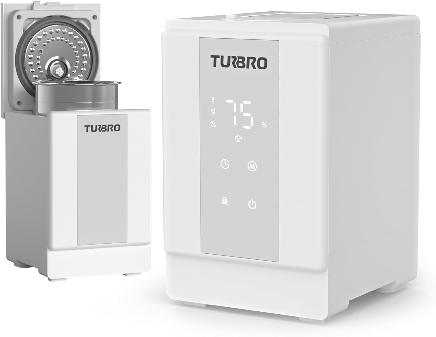 TURBRO 4L/1Gal 304 Stainless Steel Steam Humidifier, Warm Mist Humidifier for Bedroom Baby Nursery, 500 mL/h Output, Dishwasher Safe, Easy to Clean, 2 Misting Levels with Sleep Mode 1-12h Timer