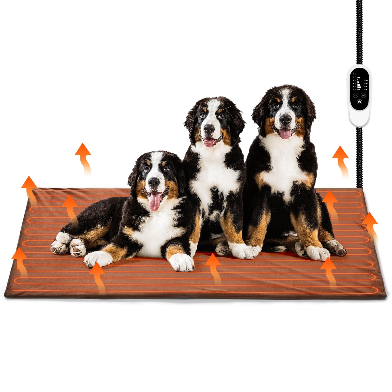 XXX-Large Brown Electric Heated Pet Bed with Timer Control