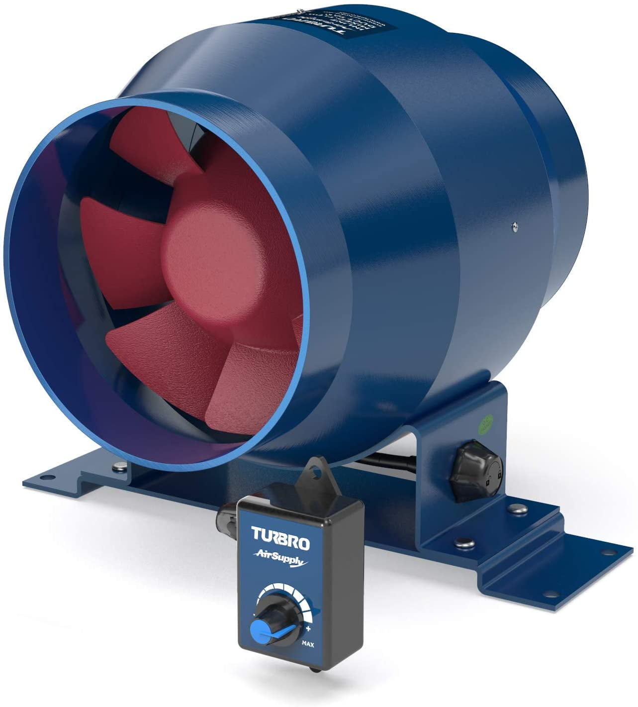 TURBRO AirSupply ES4, 4 Inch Inline Duct Fan with Solid Metal Case, 195 CFM Quiet Vent Fan with Variable Speed Controlled for Grow Tent and Ventilation