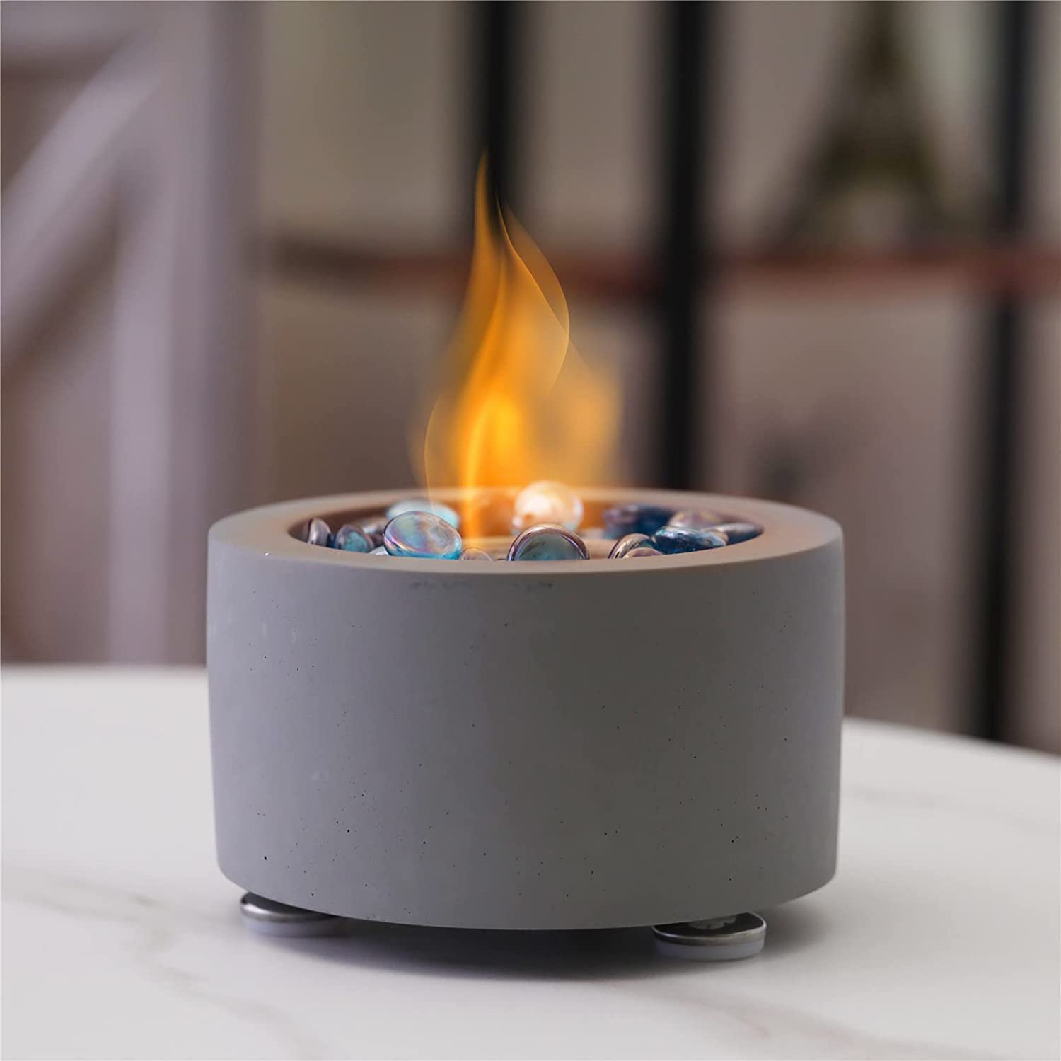 TURBRO Cement Tabletop Fire Pit for Outdoor - Ventless Fire Bowl, Odorless,  Smokeless - Fueled by Ethanol Alcohol - Dark Gray - Walmart.com