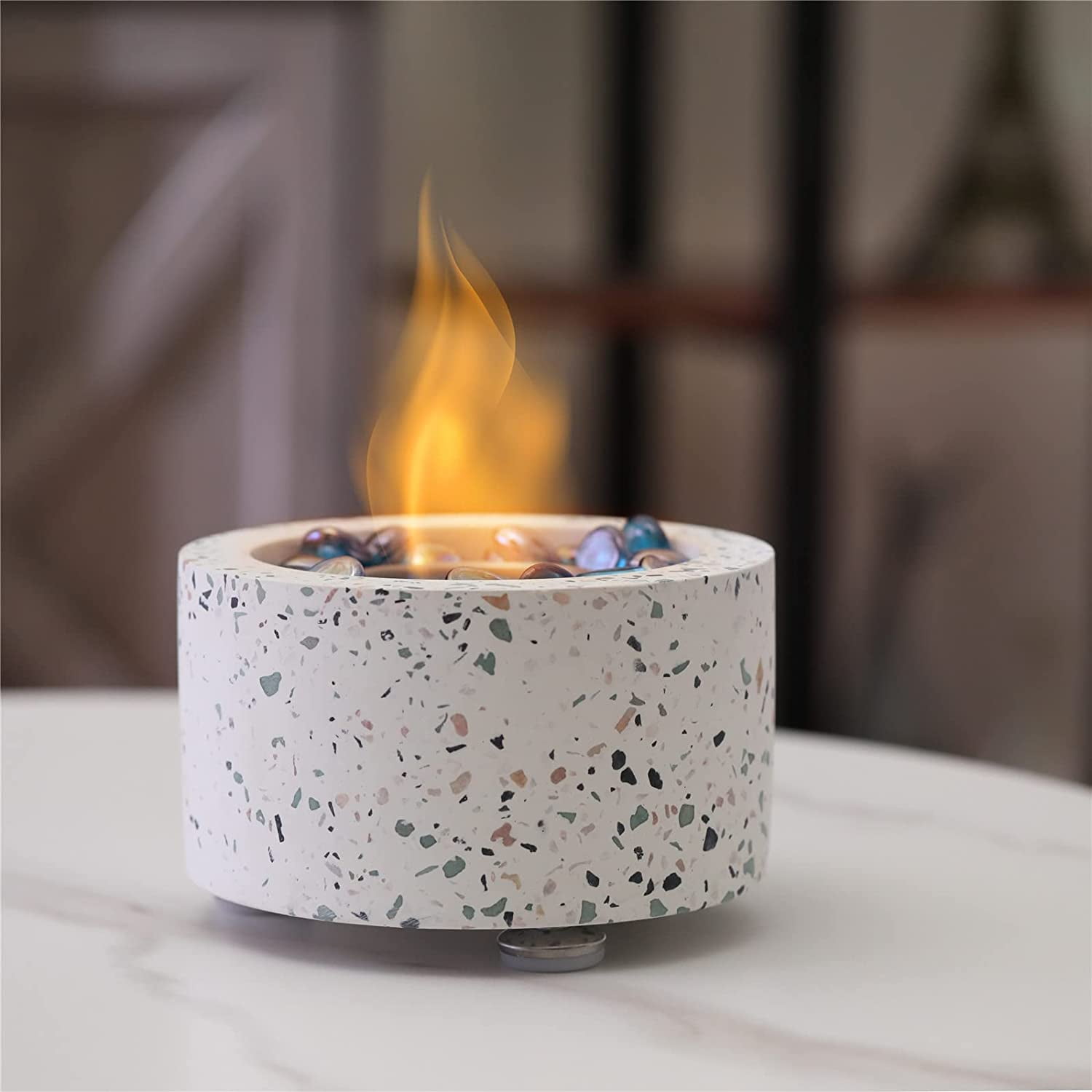 TURBRO Cement Tabletop Fire Pit for Outdoor Ventless Fire Bowl