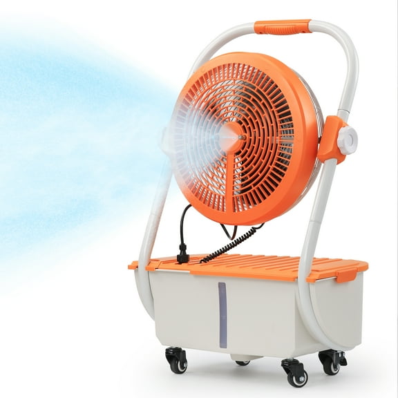 TURBRO Cordless Misting Fan with 11L Tank, High Pressure Spray Nozzles, 15ft Mist Range, Up to 50 Hours Run Time with Rechargeable Battery, 360 Swivel Wheels, Ideal for Patio, Pool and Outdoor Use