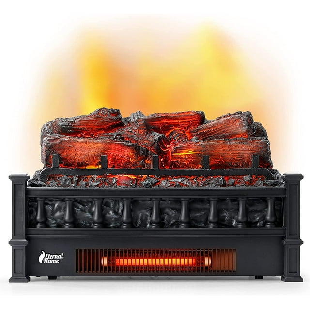TURBRO Eternal Flame 20Inch Infrared Quartz Electric Fireplace Log Heater, Realistic Pinewood