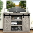 thumbnail image 1 of TURBRO Fireside FS48 TV Stand, Supports TVs up to 55", with Farmhouse Style Sliding Barn Door, Entertainment Center and Adjustable Shelves for Living Room Storage, Gray Wash (TV Stand Only), 1 of 9