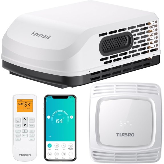 TURBRO RV Air Conditioner 15,000 BTU, 115V, Non-ducted, Remote and WiFi-Controlled, White