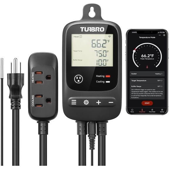 TURBRO Smart Temperature Controller Heating Cooling, WiFi-Enabled, Temperature Monitoring