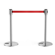 TURBRO Super Heavy-Duty Stainless Steel Stanchion, 17 Lbs ea. Retractable Barriers with 4-Way Secure Lock, Set of 2