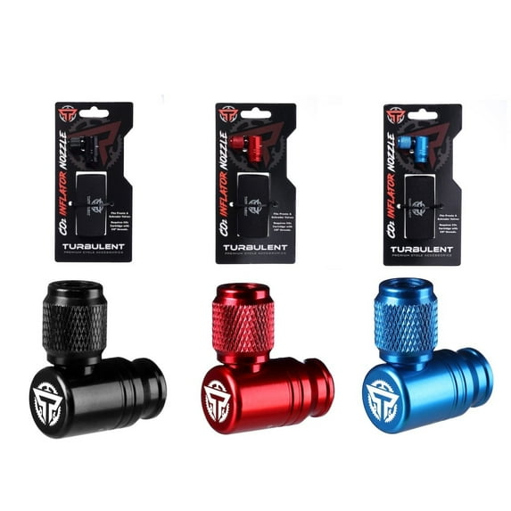TURBULENT Co2 Bike Tire Inflator Set - Presta / Schrader Valve Compatible - Quick Air Pump Tool for Mountain - MTB - Road - Off-Road Bicycles - Insulated Sleeve - Cartridge Not Included
