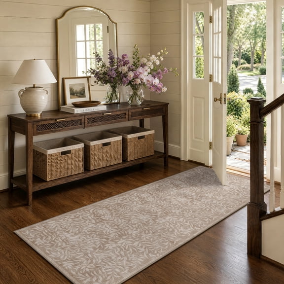 Christmas Floral Area Rug 4', Winter Country Red Flowers Birds Berry ...