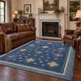 thumbnail image 1 of TURCURNO Non Slip Washable Area Rug 5x7 Living Room Rug,Farmhouse Vintage Star Geometric Medallions Rugs for Bedroom,Under Table,Dining Room,Midnight Blue, 1 of 9