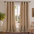 thumbnail image 1 of TURCURNO Soft Textured Light Filtering Linen Curtains,52x96 Inch Dark Flax Bronze Grommet Drapes,Brown Curtains for Living Room Bedroom,2 Panels, 1 of 9