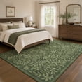 thumbnail image 1 of TURCURNO Washable 5x7 Area Rugs for Living Room Bedroom,Soft Botanical Willow Leaf Print Area Rugs Boho Farmhouse Non Slip Stain Resistantrug Olive Green Rug, 1 of 11