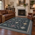 thumbnail image 1 of TURCURNO Washable 5x7 Area Rugs for Living Room,Traditional Geometric Star Medallions Rug,Distressed Low Pile Non-Slip Carpets for Bedroom Dining Room,Black, 1 of 10