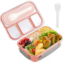 TURJGKSG Bento Box Adult Lunch Box,Lunch Containers for Adult with 4 Compartments,Lunchable Food Container with Utensils,, 40 oz/5 Cup, Microwave & Dishwasher Safe, Pink