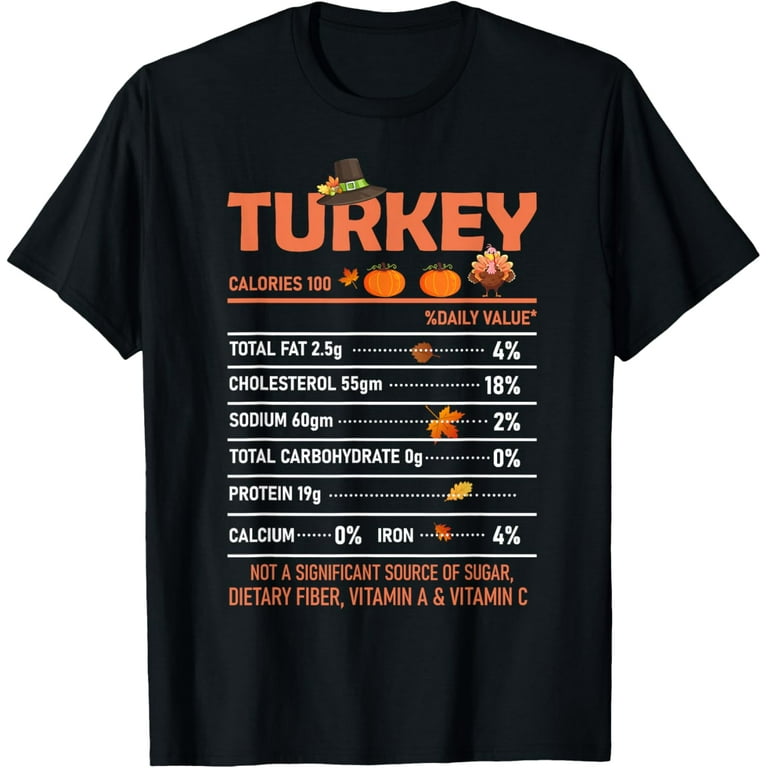 Turkey Nutrition Facts Thanksgiving Christmas Food T-Shirt Turkey Nutrition Facts Thanksgiving Christmas Food T-Shirt