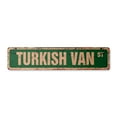 thumbnail image 1 of TURKISH VAN Vintage Plastic Street Sign cat breed feline kitty kitten | Indoor/Outdoor |  18" Wide, 1 of 4