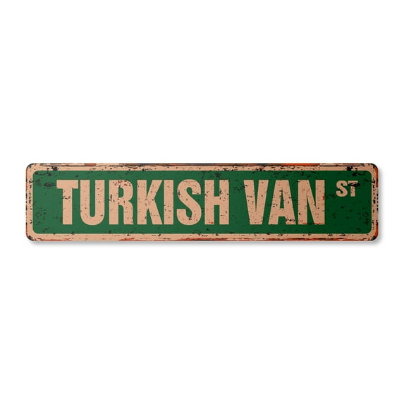 TURKISH VAN Vintage Plastic Street Sign cat breed feline kitty kitten | Indoor/Outdoor | 18" Wide