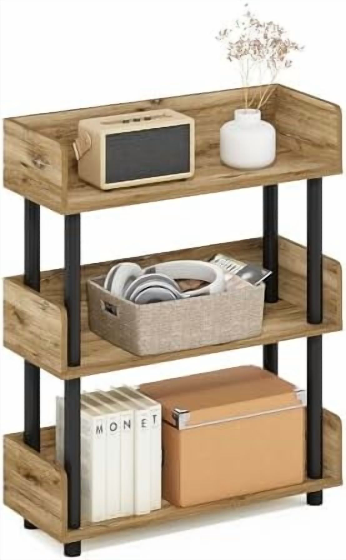 Shelf Rounded Edges TURN-N-TUBE 3-Tier Display Shelf, Storage Shelves, Book Shelf, Open ...