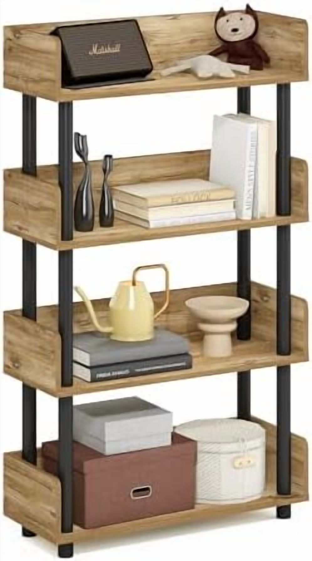 Shelf Rounded Edges TURN-N-TUBE 4-Tier Display Shelf, Storage Shelves, Book Shelf, Open ...