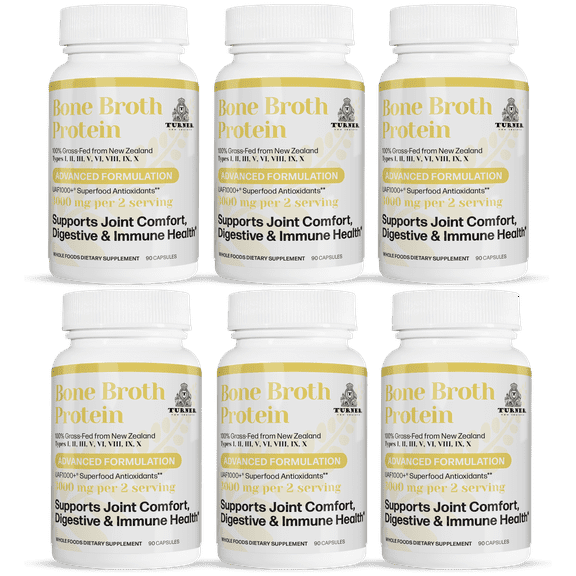 TURNER Bone Broth Protein Supplement, 100% Grass-Fed, 540 Capsules, 6 Count