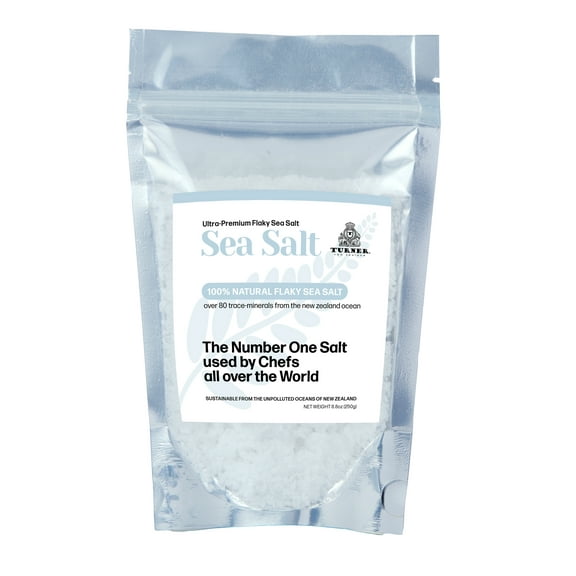 TURNER All-Natural and Premium New Zealand Mineral-Rich Flaky Sea Salt Unprocessed Kosher Flakes, 7.4Oz / 210gm