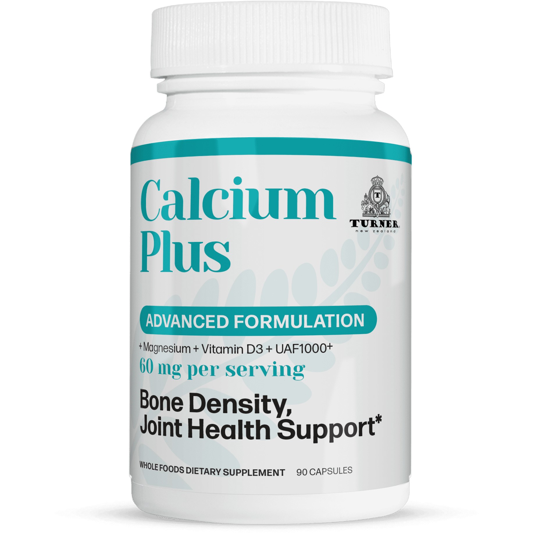 TURNER Calcium Plus All-Natural Marine Calcium Supplement for Bone Density & Joint Health, Wild-Caught Fish Bone Powder, 90 Capsules
