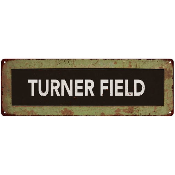 TURNER FIELD Trollery Bus Roll Vintage Metal Sign 6x18 206180072016