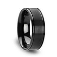 thumbnail image 1 of TURNER Flat Brushed Finish Center Black Tungsten Carbide Wedding Band with Dual Offset Grooves and Polished Edges - 8 mm, 1 of 1
