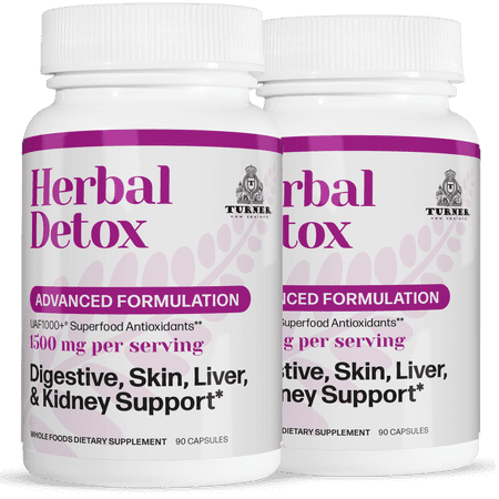 TURNER Herbal Milk Thistle Detox Cleanse Supplement for Liver & Kidney Health, 180 Capsules, 2 Pack