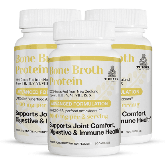 TURNER New Zealand 100% Grass-Fed Collagen Protein Supplement Capsules, 270 Capsules, 3 Count