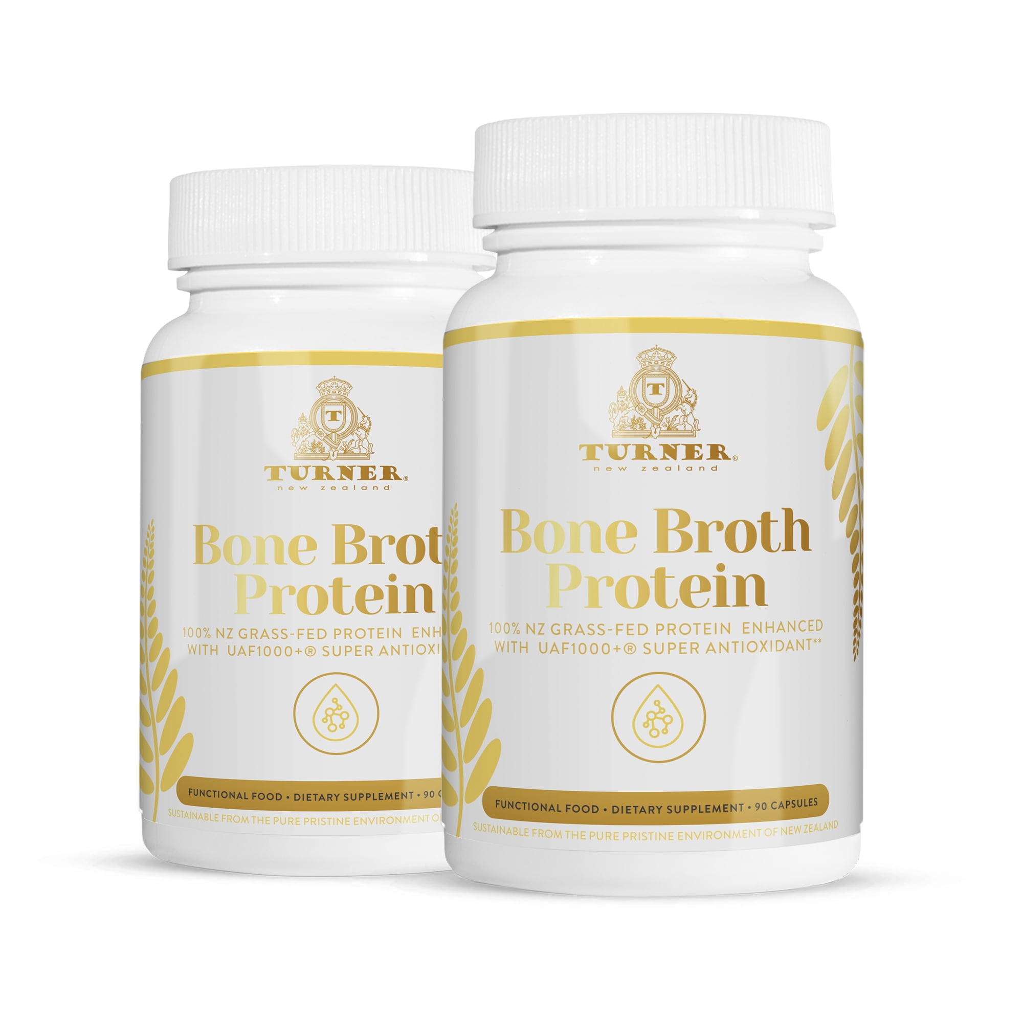 TURNER New Zealand Grass-Fed Collagen Protein Supplement Capsules, 2 Count, 180 Capsules