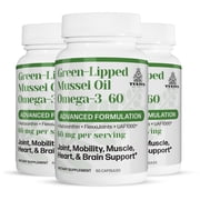 TURNER New Zealand Green Lipped Omega-3 Mussel Oil, 53x Higher Potency with UAF1000+ Super Antioxidant for Superior Joint Comfort & Mobility, No Fishy Aftertaste, 3 Bottles, 180 Softgels