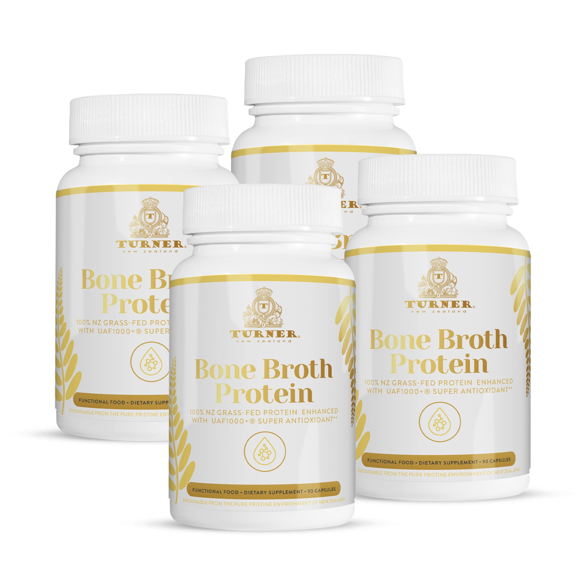 TURNER Zealand Cattle Grass-Fed Collagen Protein Supplement Capsules, 4 Count, 360 Capsules