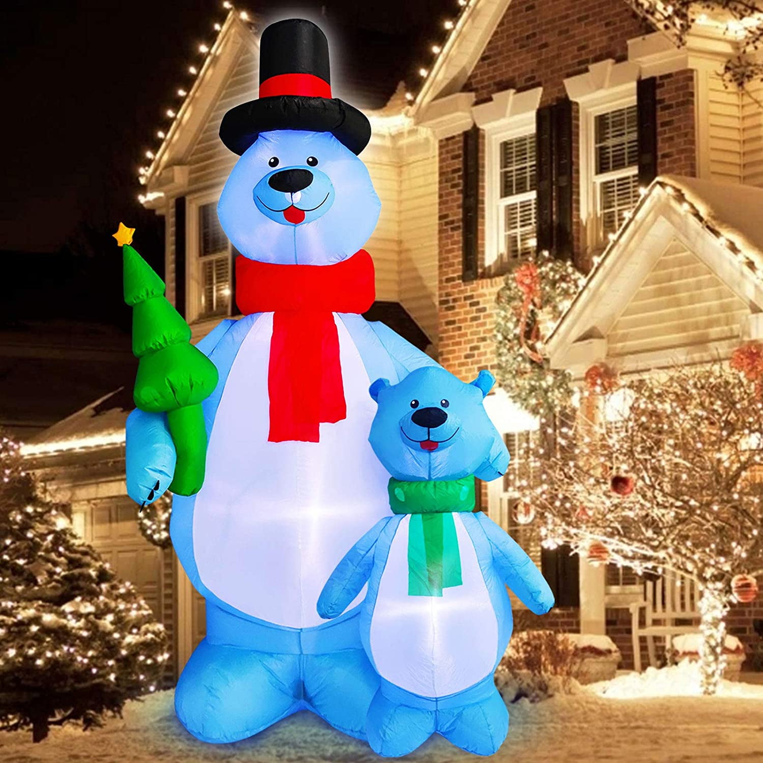 TURNMEON 10Ft Tall Christmas Inflatables Blow up Polar Bears ...