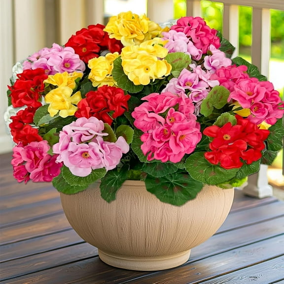 TURNMEON Artificial Geraniums Flowers for Outdoors, 4 Bundles Fake Geraniums Silk Flowers UV Resistant Faux Flowers Plants for Home Planter Gardens Table Porch Cemetery Summer Spring Decor(Colors)