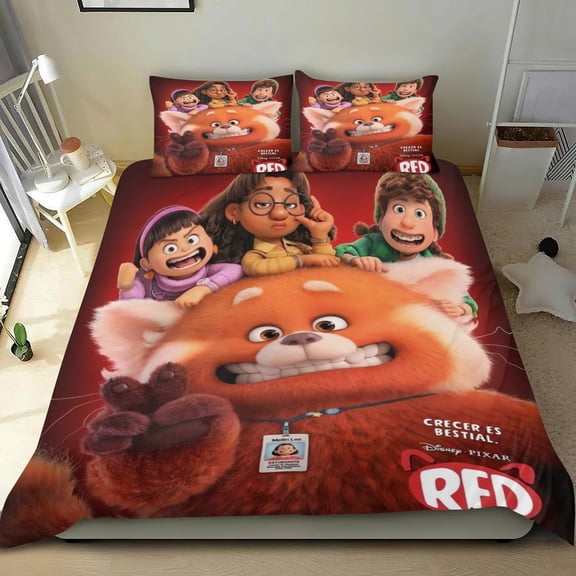 TURNNING RED Themed Bed Sheet Set Three Piece Set 36x75 Inches Comfortable And Skin Friendly Unique Design Creating A Star Studded Night Home Decor Gifts For Family Friends fans
