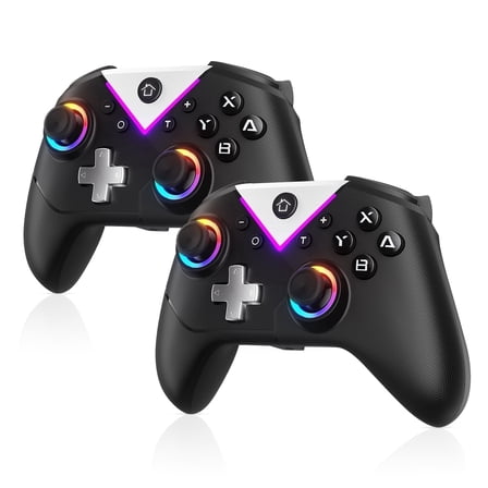 TURPOW RGB Wireless Controller for  Switch 2/1 Lite/OLED, PC Bluetooth Games Controller, Turbo, Macro, 6 Gyro Axis, 4 Vibration Motors, Screenshot - 2 Pack，Black