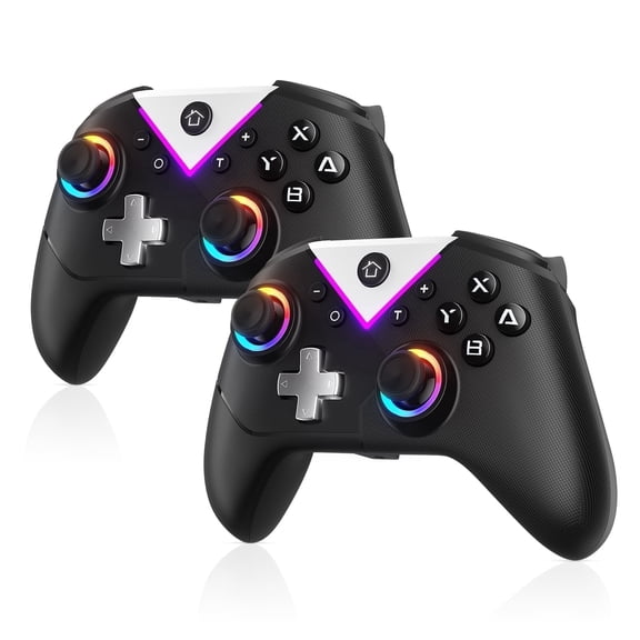 TURPOW RGB Wireless Controller for  Switch 2/1 Lite/OLED, PC Bluetooth Games Controller, Turbo, Macro, 6 Gyro Axis, 4 Vibration Motors, Screenshot - 2 Pack，Black